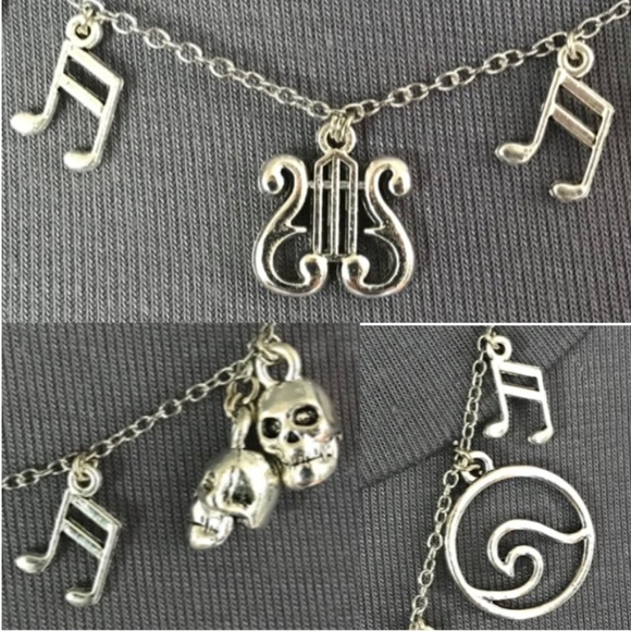 Orpheus & Eurydice Greek Mythology Handmade Necklace, Lyre, Music, Skulls, Heart - Picture 4 of 15